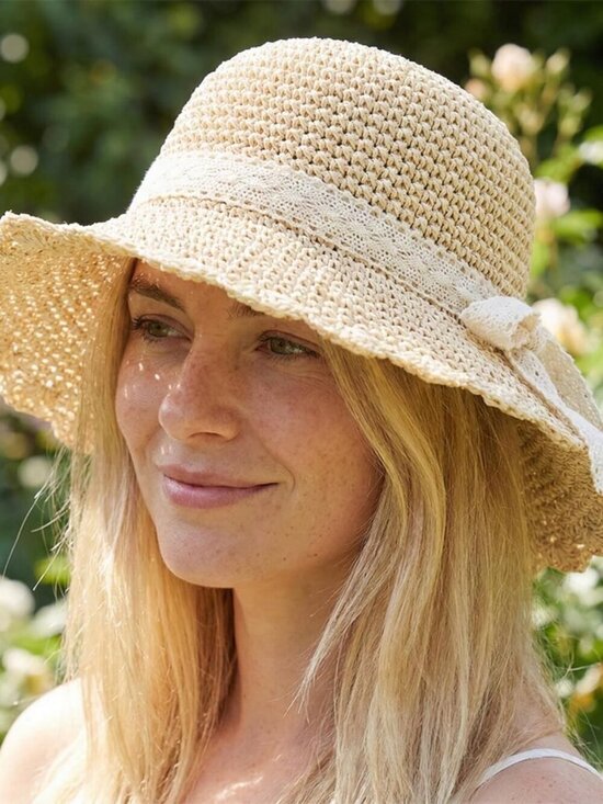 Women\'s Summer Beach Sun Straw Hats Wide Brim Packable Travel Bucket Hats main image 4